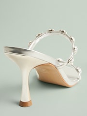 Plateado - Tabitha Simmons x Next Flora Leather Double Flower Detail Heel Mules - Imagen 4 de 5