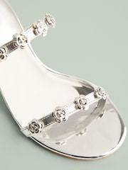 Plateado - Tabitha Simmons x Next Flora Leather Double Flower Detail Heel Mules - Imagen 5 de 5
