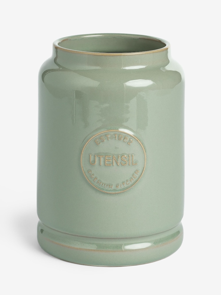 Sage Green Country Badge Utensil Pot - Image 1 of 1