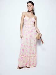 River Island Yellow Floral Ditsy Tiered Maxi Dress - Image 1 of 6