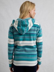 Weird Fish Blue Lana 1/4 Zip Stripe Micro Fleece Hoodie - Image 2 of 8