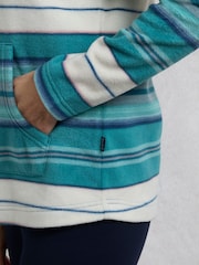 Weird Fish Blue Lana 1/4 Zip Stripe Micro Fleece Hoodie - Image 6 of 8