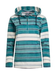 Weird Fish Blue Lana 1/4 Zip Stripe Micro Fleece Hoodie - Image 7 of 8