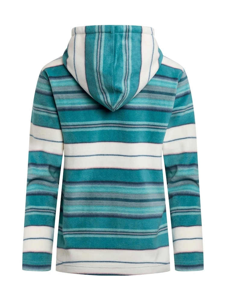 Weird Fish Blue Lana 1/4 Zip Stripe Micro Fleece Hoodie - Image 8 of 8