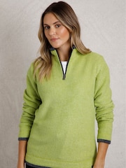 Weird Fish Green Beye 1/4 Zip Grid Fleece - Image 3 of 8