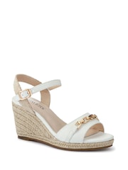 Pavers White Buckled Wedge-Heel Espadrilles - Image 2 of 5