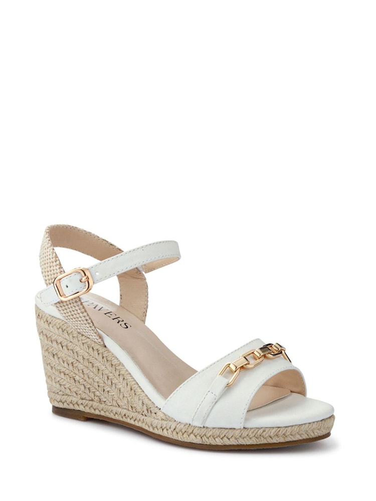 Pavers White Buckled Wedge-Heel Espadrilles - Image 2 of 5