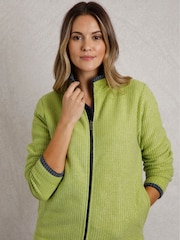 Weird Fish Green Ariana Full Zip Grid Fleece - Image 1 of 7