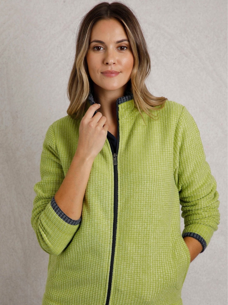 Weird Fish Green Ariana Full Zip Grid Fleece - Image 1 of 7