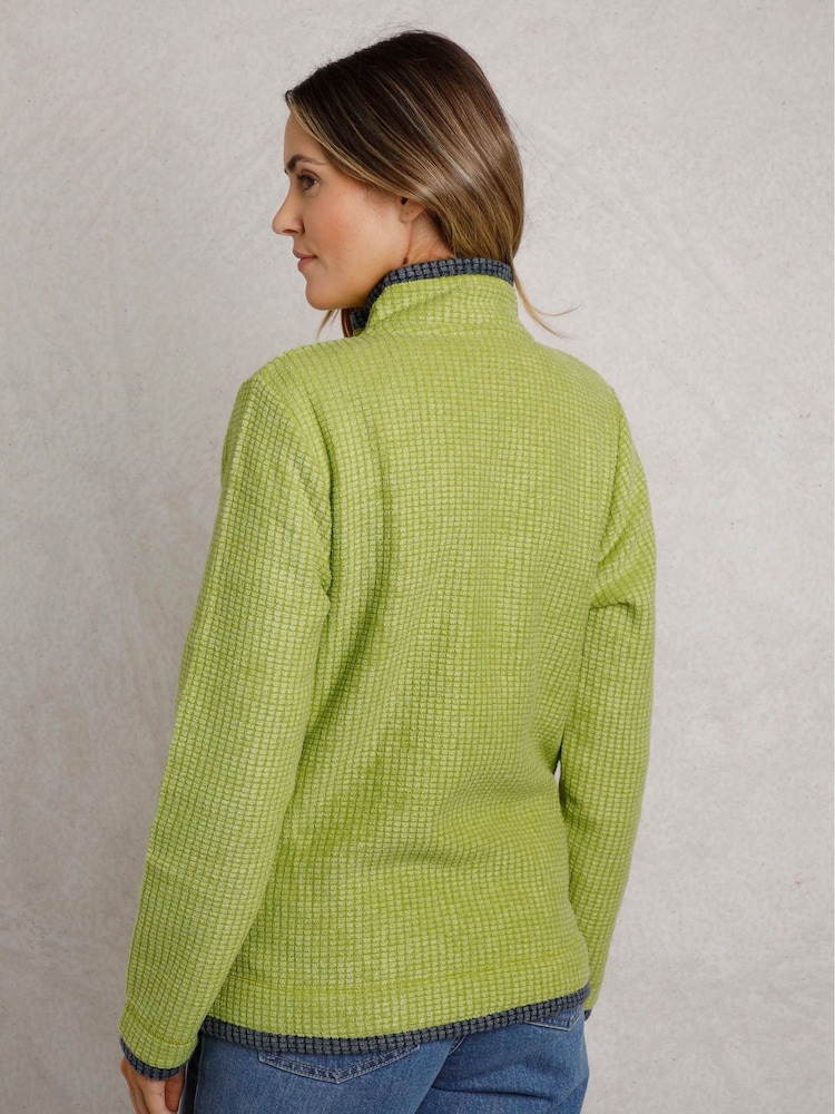 Weird Fish Green Ariana Full Zip Grid Fleece - Image 2 of 7