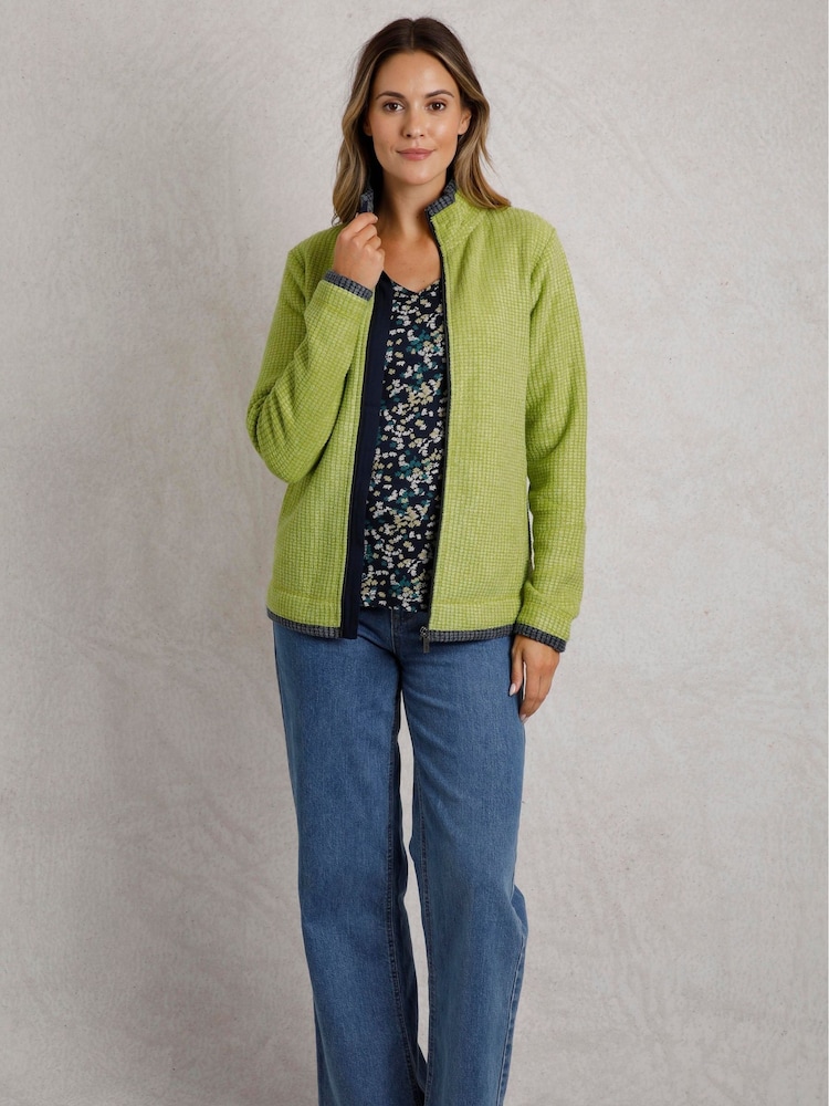 Weird Fish Green Ariana Full Zip Grid Fleece - Image 3 of 7