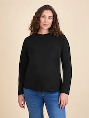 JoJo Maman Bébé Black Long Sleeve Boyfriend Maternity T-Shirt - Image 1 of 4