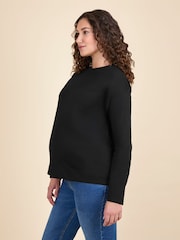 JoJo Maman Bébé Black Long Sleeve Boyfriend Maternity T-Shirt - Image 2 of 4