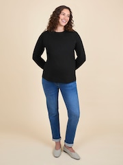JoJo Maman Bébé Black Long Sleeve Boyfriend Maternity T-Shirt - Image 4 of 4