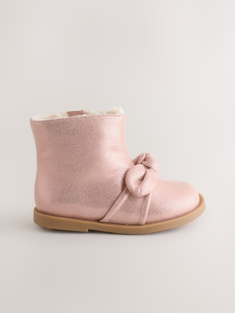 Pink Metallic Bow Boots - Image 2 of 5