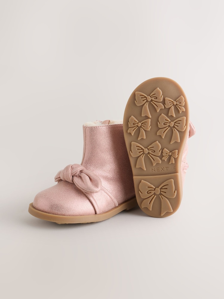 Pink Metallic Bow Boots - Image 5 of 5