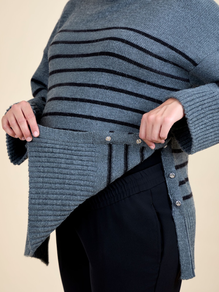 JoJo Maman Bébé Charcoal Striped Turtleneck Maternity And Nursing Jumper - Image 5 of 5 JoJo Maman Bébé Charcoal Striped Turtleneck Maternity And Nursing Jumper - Image 5 of 5