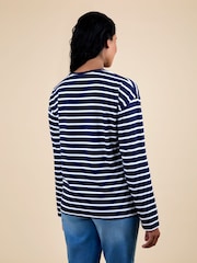 Azul - Camiseta Jojo Maman Bébé Stripe de manga comprida Boyfriend Maternity - Imagem 3 de 4