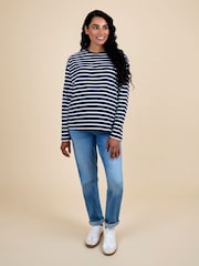 Azul - Camiseta Jojo Maman Bébé Stripe de manga comprida Boyfriend Maternity - Imagem 4 de 4