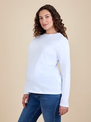 JoJo Maman Bébé White Long Sleeve Boyfriend Maternity T-Shirt - Image 1 of 1