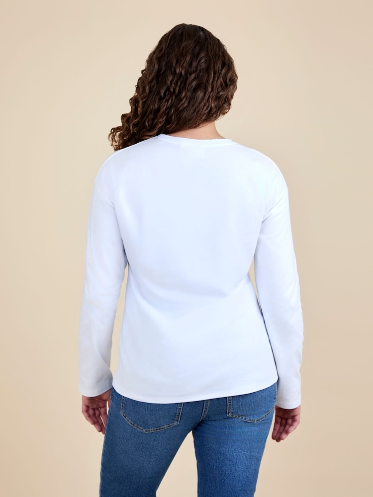 JoJo Maman Bébé White Long Sleeve Boyfriend Maternity T-Shirt - Image 2 of 4