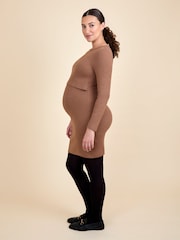 JoJo Maman Bébé Gold Ribbed Mini Maternity & Nursing Dress - Image 2 of 5