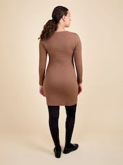 JoJo Maman Bébé Gold Ribbed Mini Maternity & Nursing Dress - Image 3 of 5