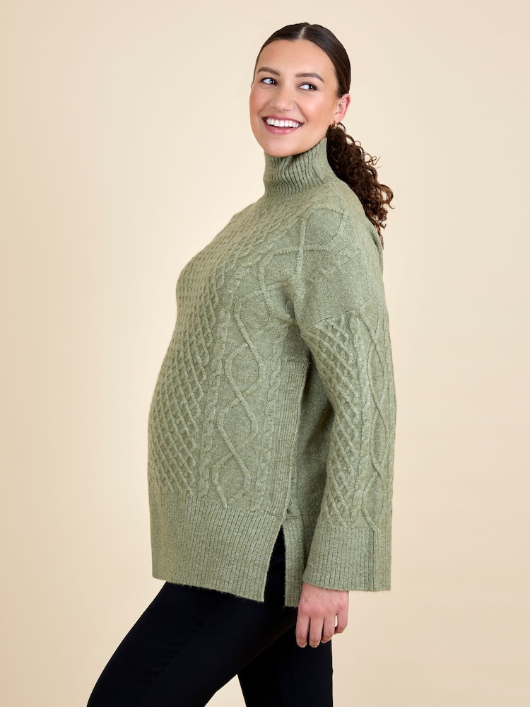 JoJo Maman Bébé Cable Turtleneck Maternity And Nursing Jumper - Imagem 1 de 3