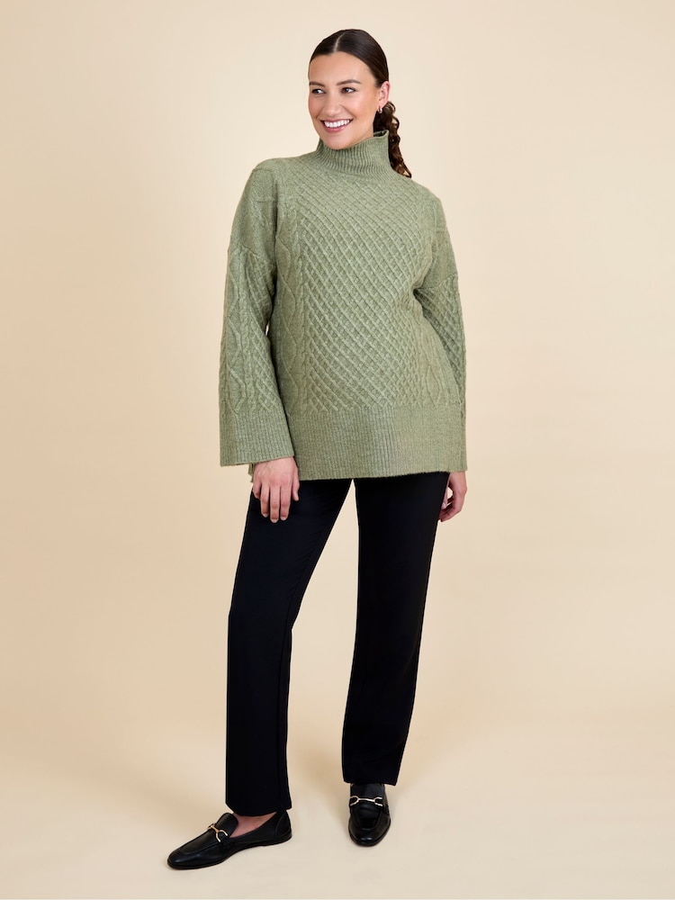 JoJo Maman Bébé Cable Turtleneck Maternity And Nursing Jumper - Imagem 3 de 3