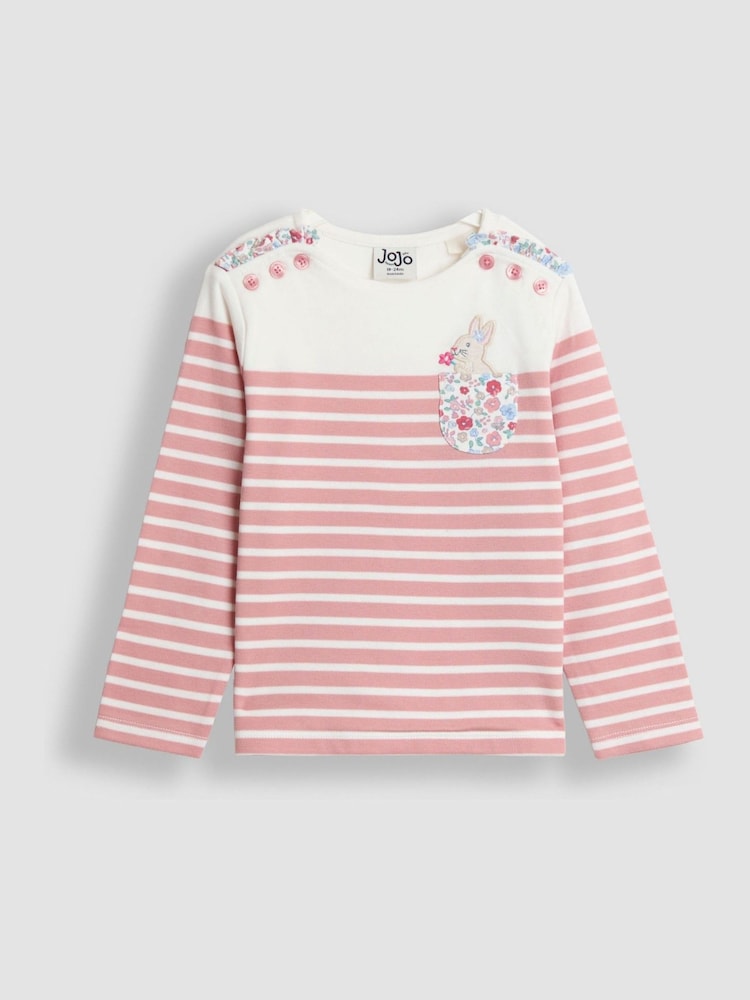JoJo Maman Bébé Pink Breton Top - Image 1 of 3