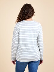 JoJo Maman Bébé Grey Stripe Long Sleeve Boyfriend Maternity T-Shirt - Image 3 of 4