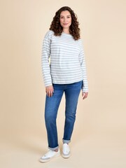 JoJo Maman Bébé Grey Stripe Long Sleeve Boyfriend Maternity T-Shirt - Image 4 of 4