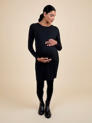 Jojo Maman Bébé Black Ribbed Jersey Dress - Image 1 of 5