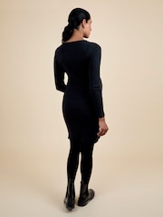 Jojo Maman Bébé Black Ribbed Jersey Dress - Image 3 of 5