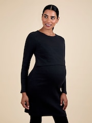Jojo Maman Bébé Black Ribbed Jersey Dress - Image 4 of 5