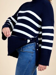 JoJo Maman Bébé Navy Ecru Stripe Striped Turtleneck Maternity And Nursing Jumper - Image 5 of 5