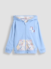 JoJo Maman Bébé Blue Light Appliqué Reversible Hoodie - Image 2 of 9