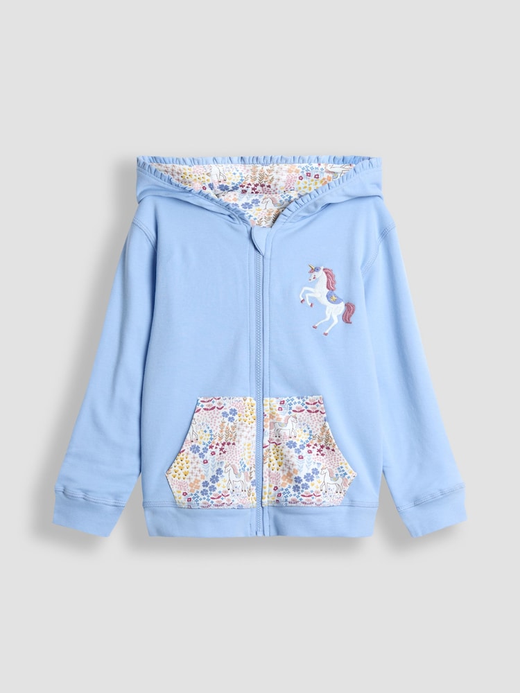JoJo Maman Bébé Blue Light Appliqué Reversible Hoodie - Image 2 of 9