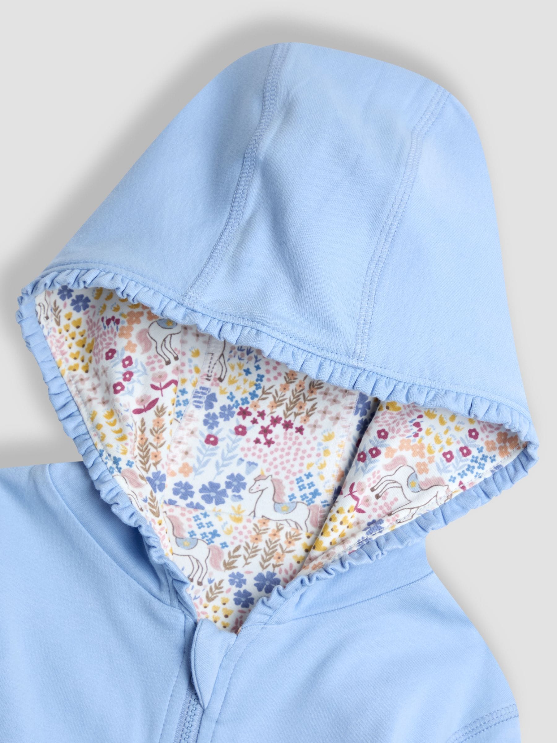 Buy JoJo Maman Bébé Blue Unicorn Appliqué Reversible Hoodie from