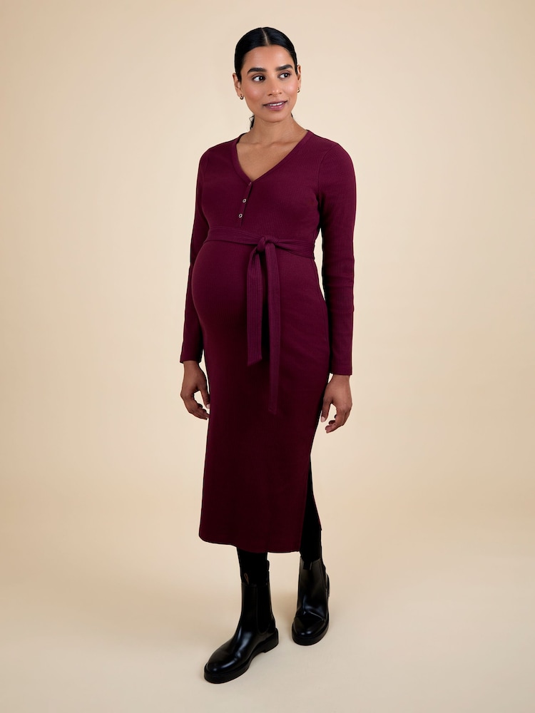 Jojo Maman Bébé Red Popper Ribbed Dress - Image 1 of 5
