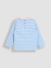 JoJo Maman Bébé Blue Light Appliqué Stripe Top - Image 2 of 3