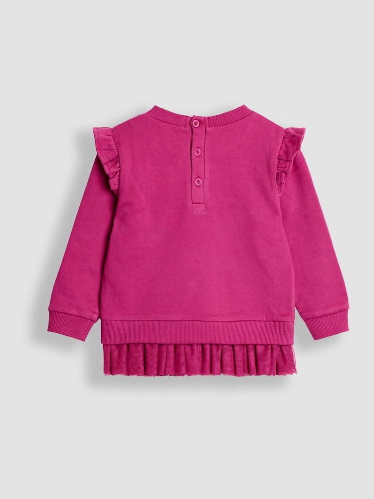 JoJo Maman Bébé Berry Purple Butterfly Appliqué Tulle Frill Sweatshirt - Image 2 of 5