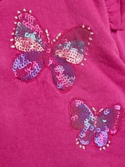JoJo Maman Bébé Berry Purple Butterfly Appliqué Tulle Frill Sweatshirt - Image 4 of 5