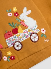 JoJo Maman Bébé Yellow Woodland Friends Applique Sweatshirt With Frill - Image 3 of 5