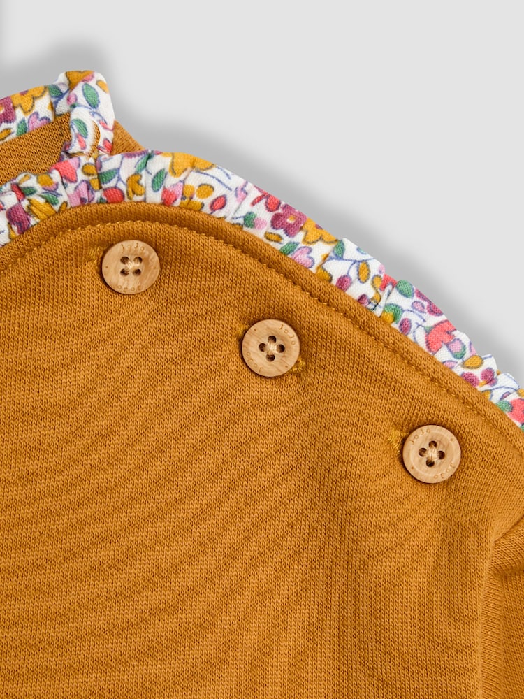 צבע צהוב חרדל בעיטור תמונת טרקטור - Jojo Maman Bébé סווטשירט עם אפליקציה ועיטור סלסול - Image 4 of 5