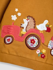 JoJo Maman Bébé Yellow Woodland Friends Applique Sweatshirt With Frill - Image 5 of 5