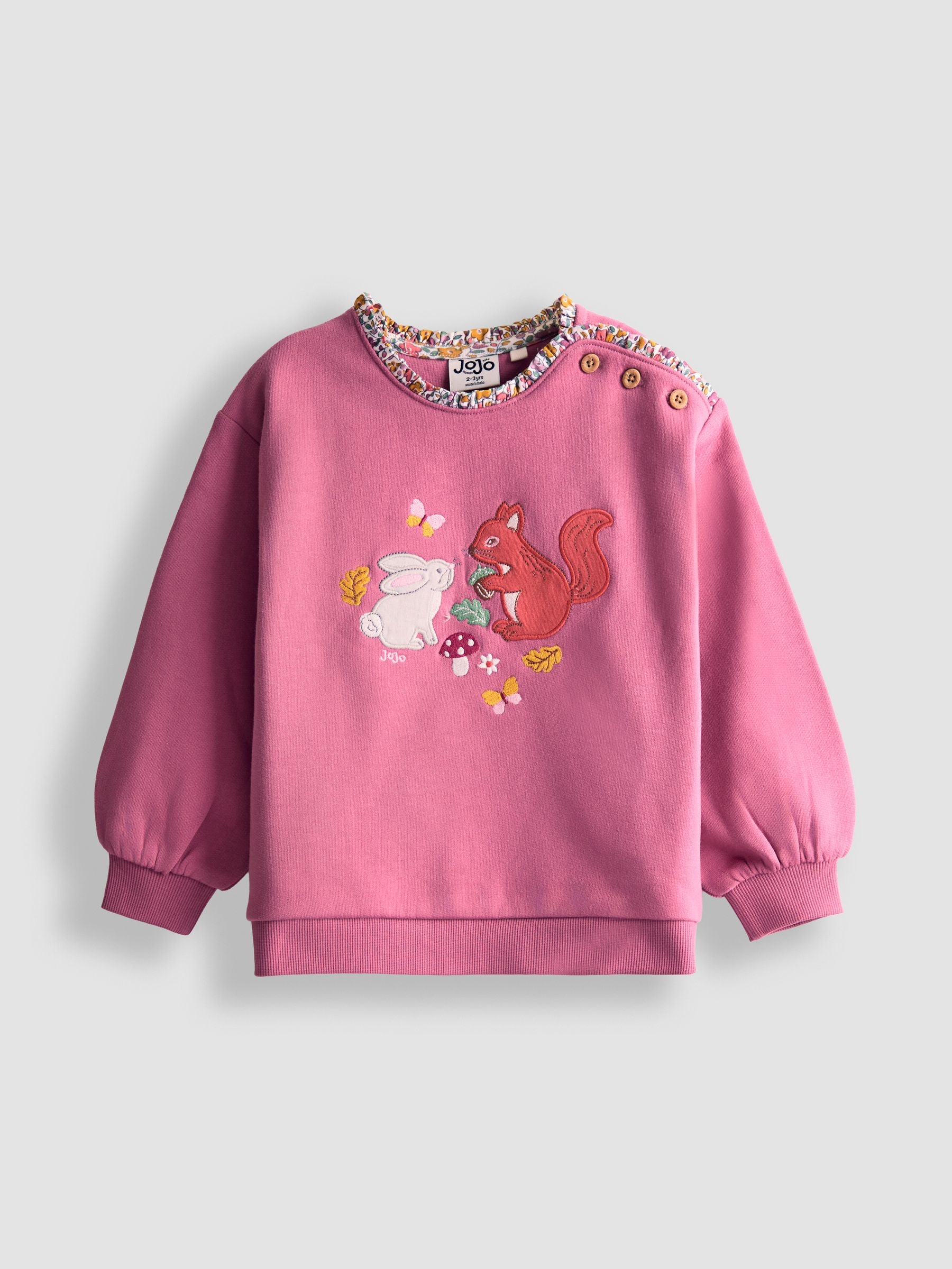 JoJo Maman Bébé Purple Appliqué Sweatshirt With Frill