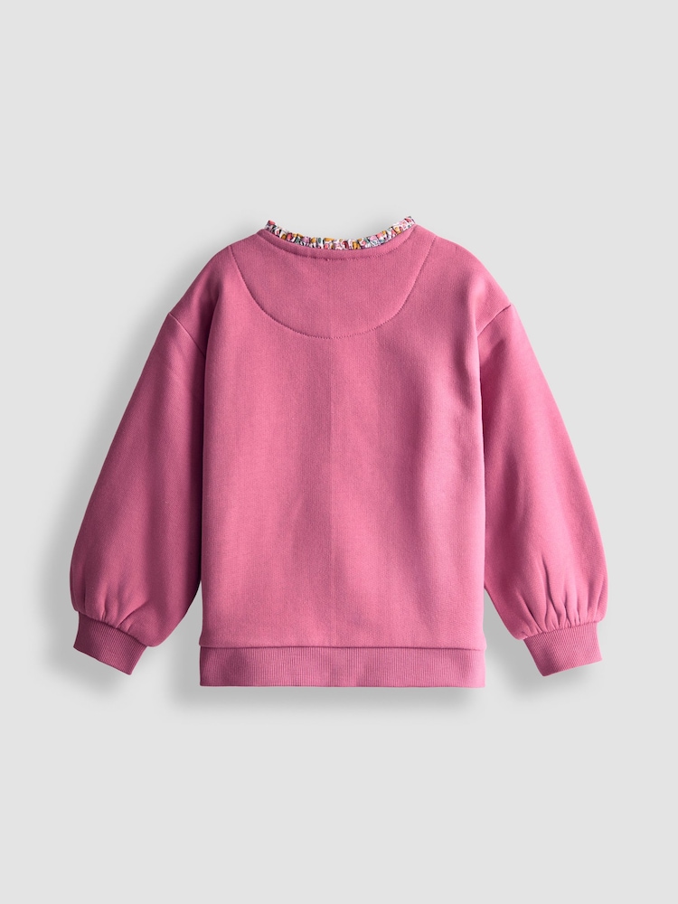 JoJo Maman Bébé Purple Woodland Friends Applique Sweatshirt With Frill - Image 2 of 3