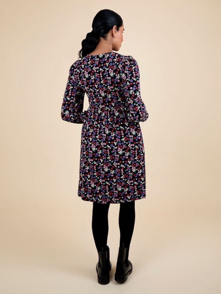 black floral maternity dress Black floral fall maternity friendy dresses for women