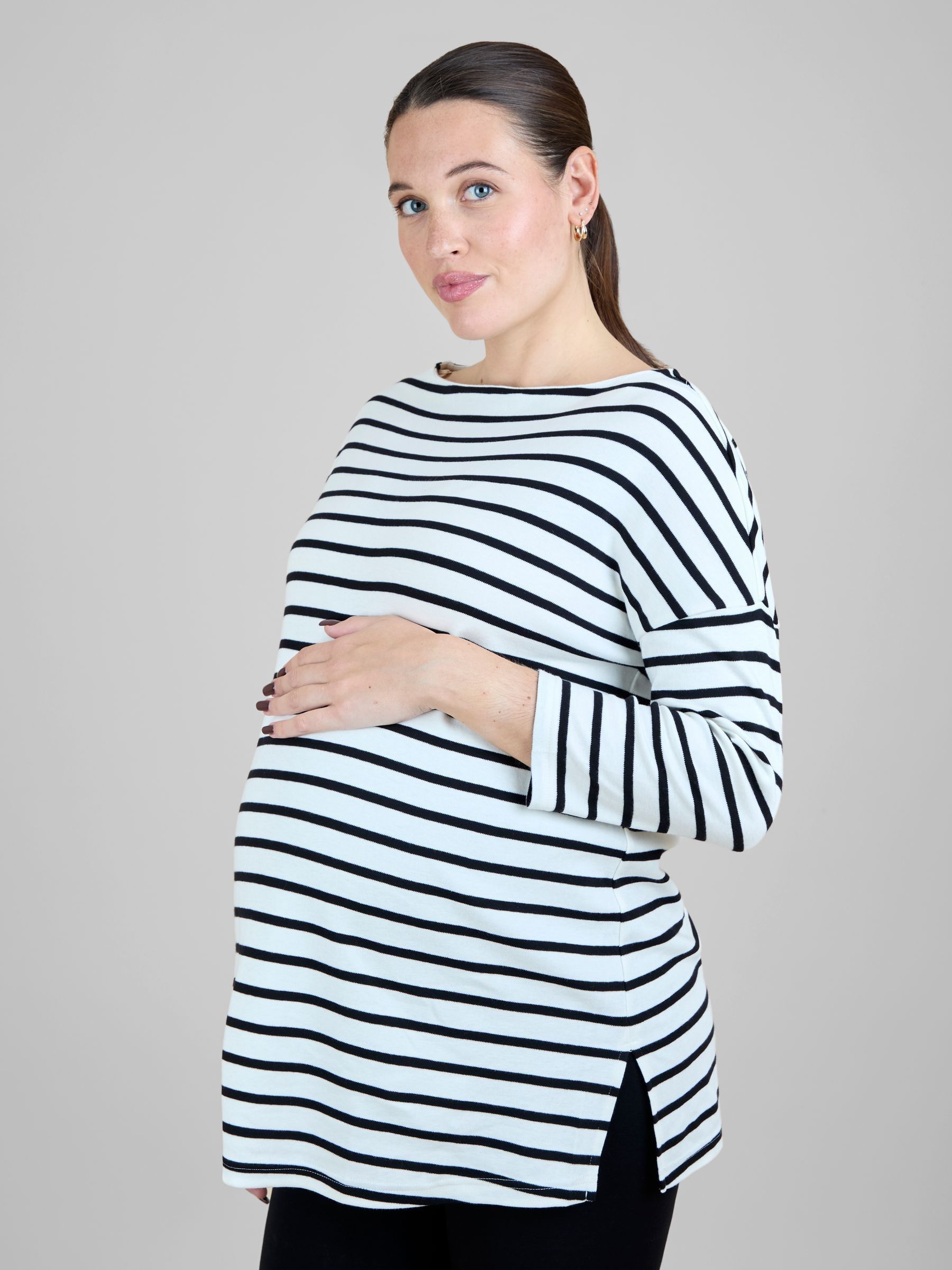 Jojo Maman Bébé Women's Cream Stripe Tunic Maternity Top